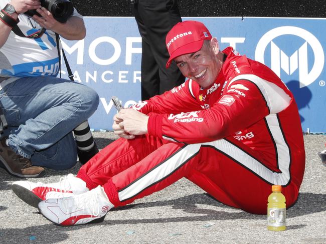 McLaughlin took time out to FaceTime his parents after his breakthrough victory. Picture: Brian Spurlock/Icon Sportswire via Getty Images