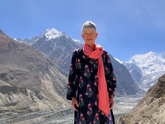 Laurie Grimwade above a glacier on her trip to Pakistan with Intrepid.
