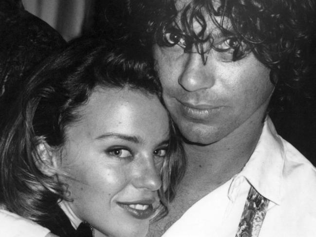 Actor and singer Kylie Minogue with boyfriend, INXS frontman singer Michael Hutchence, attend an even in Sydney, 18/07/1991.