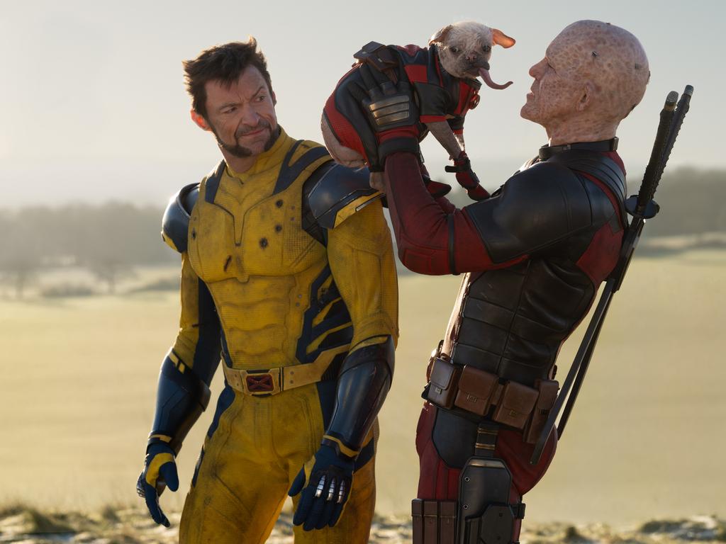 Hugh Jackman as Wolverine/Logan, Dogpool, and Ryan Reynolds as Deadpool/Wade Wilson in 20th Century Studios/Marvel Studios' DEADPOOL &amp; WOLVERINE. Picture: Jay Maidment. © 2024 20th Century Studios / © and ™ 2024 MARVEL.