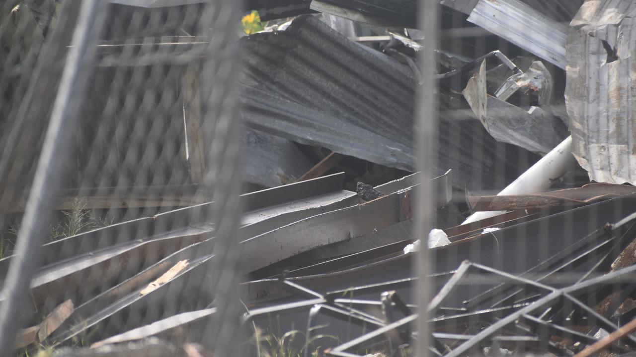 Rubble where the Spinnaker building once was.