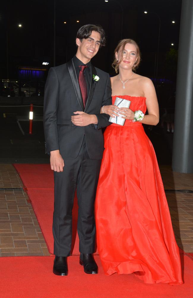 Toowoomba school formals. At the 2023 St Ursula's College formal is graduate Claire Harvey with her partner Charlie Coorey. Picture: Rhylea Millar