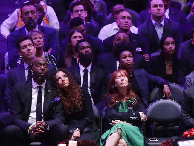 Former Los Angeles Lakers coach Luke Walton, left on second row. Picture: AP