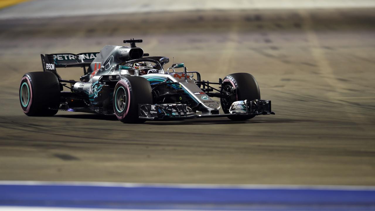 Mercedes' British driver Lewis Hamilton during qualifying for the Singapore GP.