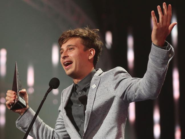 Flume accepts the ARIA for Album of the Year in 2016. Picture: Getty