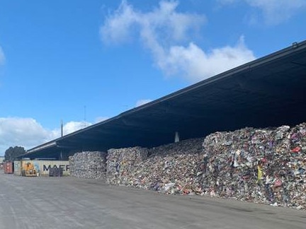 Stockpiles of recyclable materials at an SKM site.