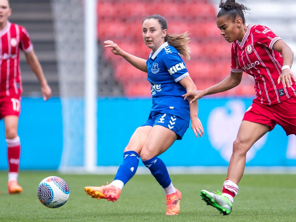 Wheeler in action for Everton during May. Picture: Emma Simpson – Everton FC/Everton FC via Getty Images