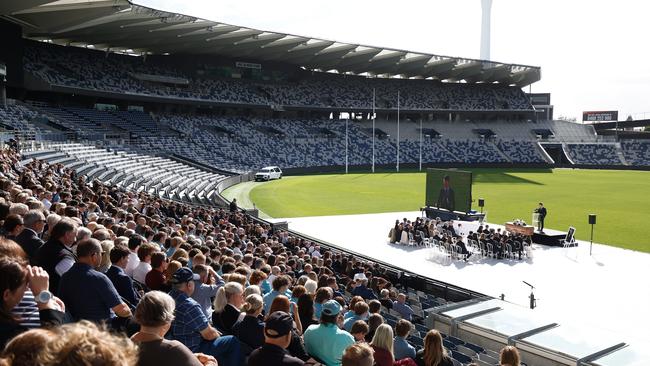 A general view during Troy Selwood's funeral at GMHBA Stadium.