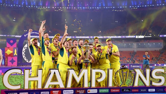 The Narendra Modi Stadium was largely empty when the Australians accepted the Cricket World Cup trophy. Picture: Robert Cianflone/Getty Images