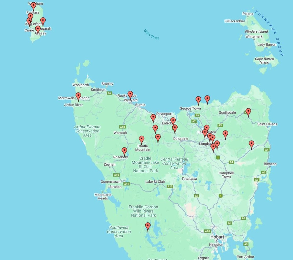 Map of Telstra mobile sites that have been disconnected from power as of Monday, September 2.