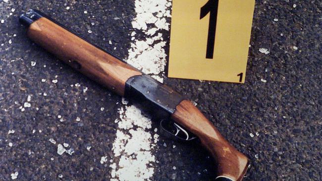 The sawn-off shotgun used in the double murder.