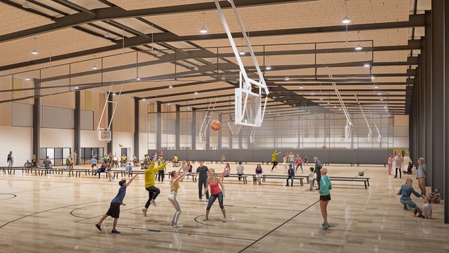 Artist impressions of a new $28m Glenorchy Sports Centre at Claremont have been lodged with the Glenorchy City Council. The facility will accommodate sports including basketball, netball, volleyball and futsal.