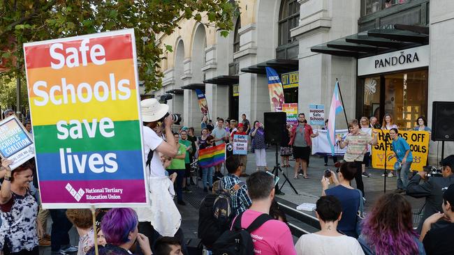 A pro-Safe Schools rally in Perth. Photo: Daniel Wilkins