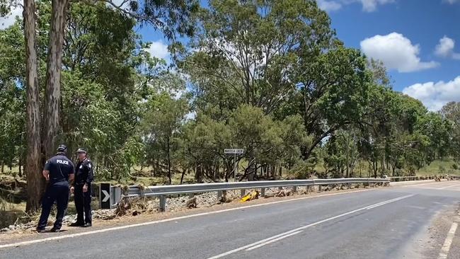 Pictured is the bridge Lenny and Krystal were stranded on when the flood waters began to rise. This was the centre of the search for Krystal.