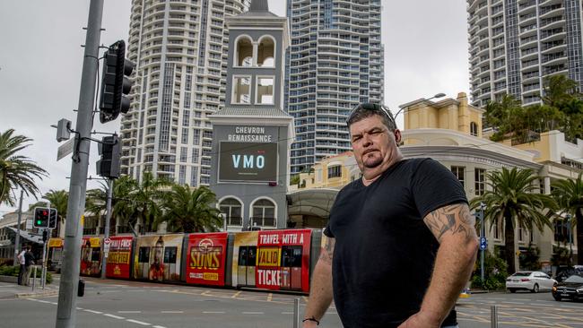 Michael Marcanelli claims he was sacked as a security guard at Chevron Renaissance in Surfers Paradise after he raised concerns about the lifts breaking down.