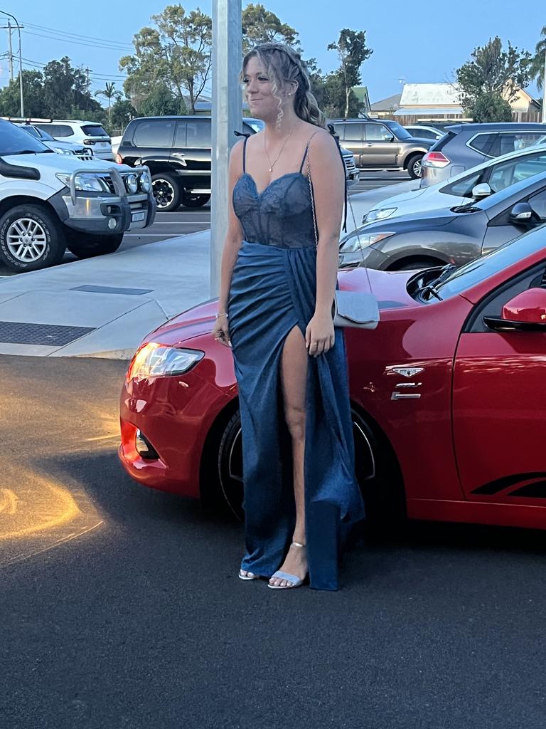 Destiny Passfield arrives at the Aldridge State High School formal.