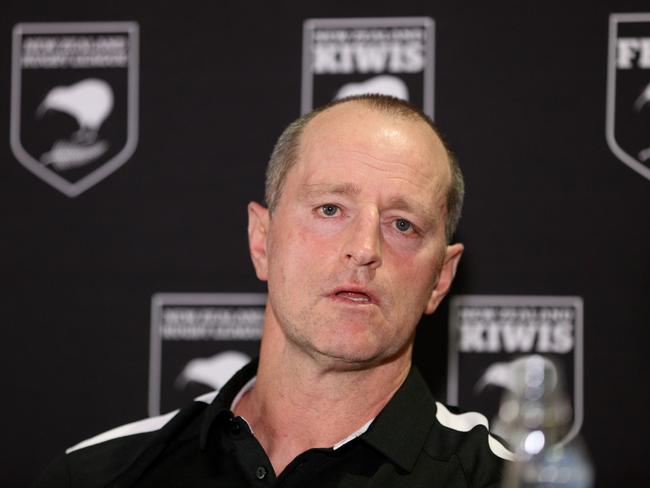 AUCKLAND, NEW ZEALAND - OCTOBER 09:  Kiwis coach Michael Maguire speaks during a New Zealand Kiwis press conference at Mt Smart Stadium on October 9, 2018 in Auckland, New Zealand.  (Photo by Phil Walter/Getty Images)