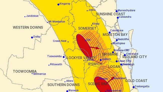 A storm warning is current for Ipswich and surrounding areas, with the Bureau of Meteorology warning of the potential for damaging winds and heavy rain. PICTURE: Bureau of Meteorology