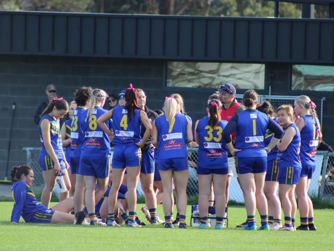 SFLW Community League - Action from Sorell v St Virgils during the annual Pink Sock-Carolyn Birch Memorial Match. Picture: Jake Garland