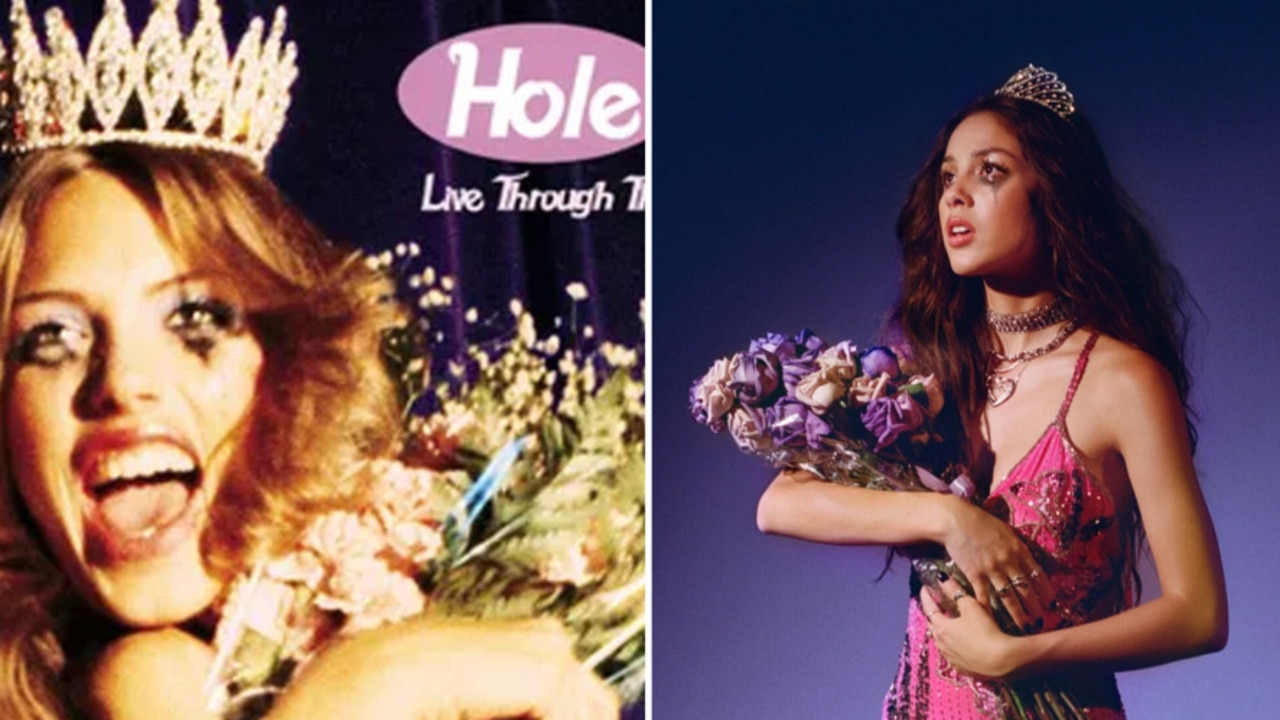 The Hole singer slammed the 18-year-old over the familiar promotional art. Picture: New York Post.