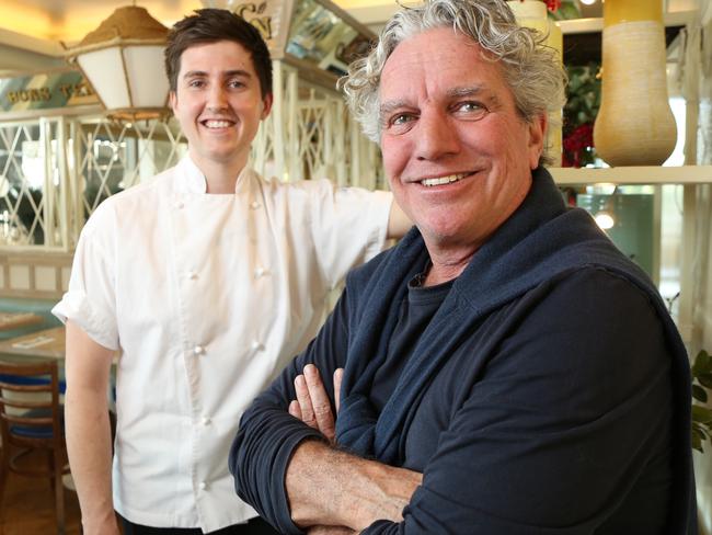 Barry McDonald (in blue shirt) with chef Josh Niland. Picture: Bob Barker.