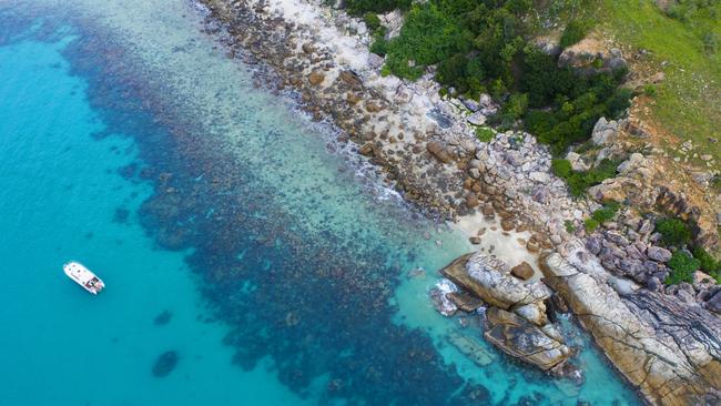 Aerial image above Fantome Island in Far North Queensland. Picture Lachie Millard