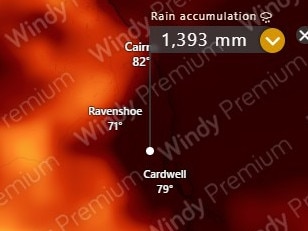 The ACCESS weather model showing a 10-day rain accumulation from Thursday to February 8. Picture: Windy