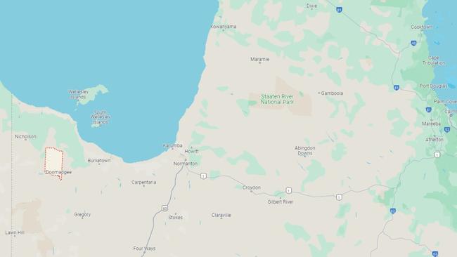 The area the cattle were stolen from is north of Doomadgee, in northwestern QLD not far from the NT border. Picture: Google Maps