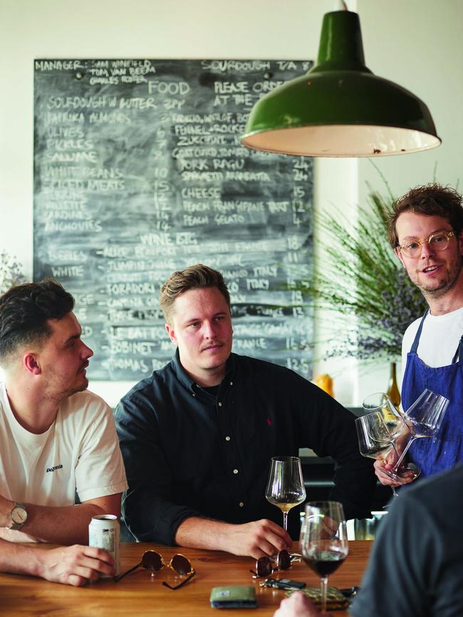 David Cosford, centre, at Wines of While, Perth. Picture: Duncan Wright