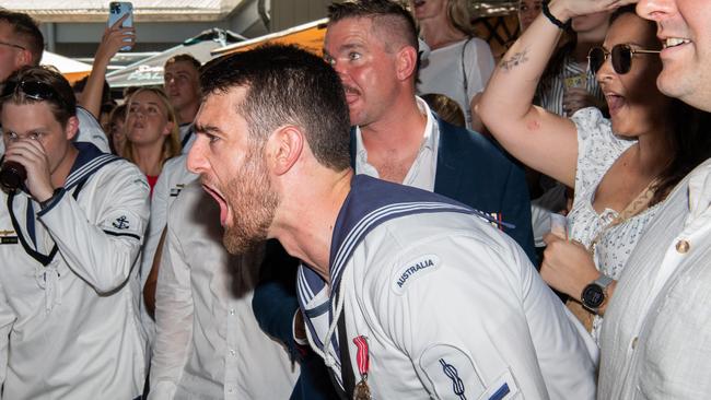 ADF personnel crowd into Darwin pubs to celebrate Anzac Day. Picture: Pema Tamang Pakhrin