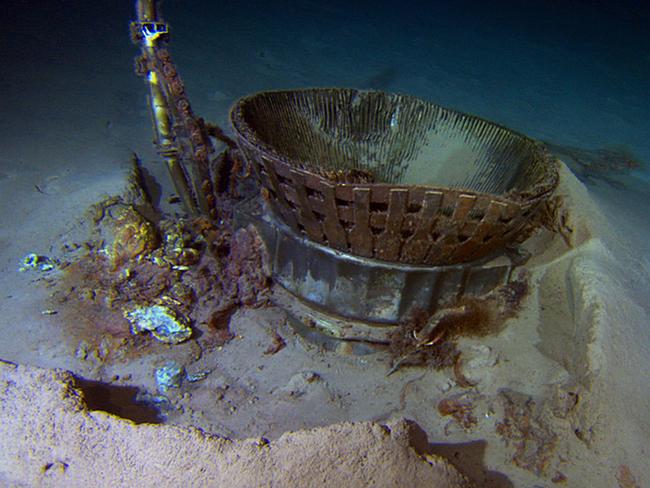 Image released by the Bezos Expeditions shows an F-1 thrust chamber from the Apollo 11 mission to the Moon. Picture: Bezos Expeditions/AFP