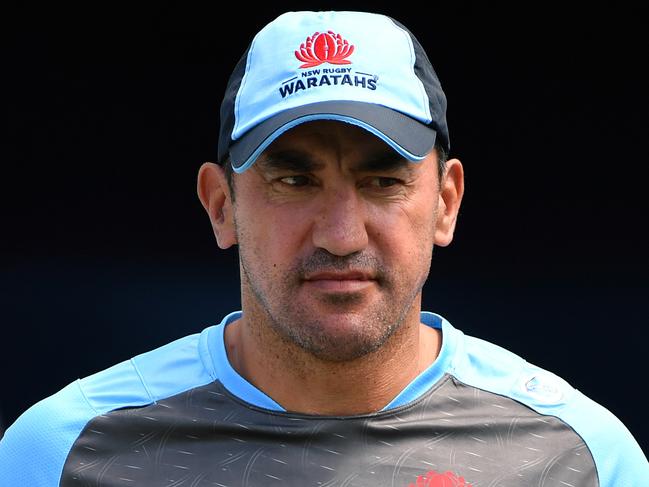NSW Waratahs coach Daryl Gibson is seen during a training session in Sydney, Friday, February 23, 2018. (AAP Image/Joel Carrett) NO ARCHIVING