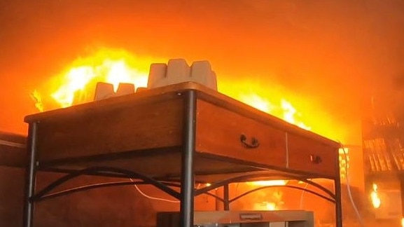 Fire and Rescue NSW released footage demonstrating how quickly a lithium-ion battery fire can take hold. Picture: Supplied/ Fire and Rescue NSW