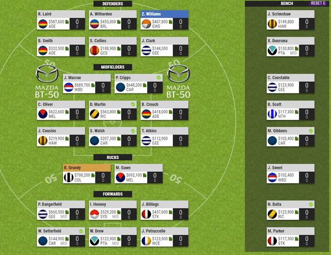 Fantasy Freako's starting SuperCoach line-up.