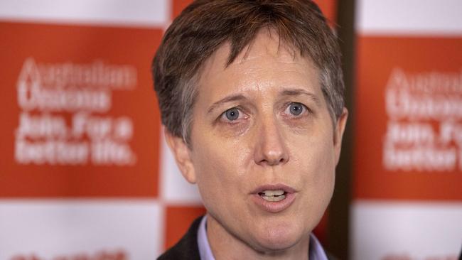 ACTU secretary Sally McManus says Scott Morrison is the “architect” of the plan to give the big banks a $17 billion corporate tax cut. Picture: Glenn Hunt