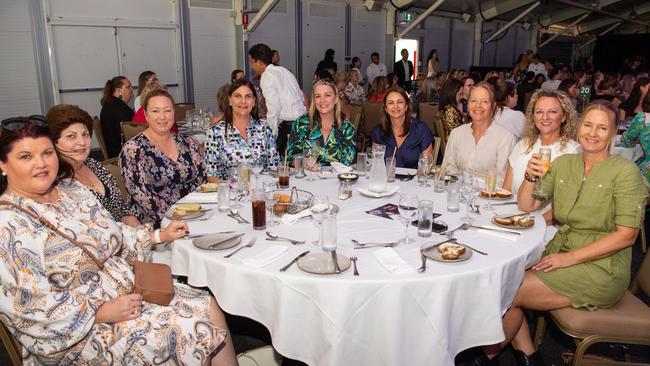 Melissa Reiter, Evaleri Papandonakis, Annette Baldwin, Magdaline Coleman, Melanie Lewis, Kelly Fullwood, Vanessa Lines, Belinda Hortle and Nicky Blenkinship at the October Business Month 2023 in Mindil Beach Casino Resort, Darwin. Picture: Pema Tamang Pakhrin