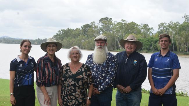 Rockhampton Fitzroy Rowing Club coach Phoebe Doolan, State Member for Rockhampton Donna Kirkland, Federal Member for Capricornia Michelle Landry, Capricornia Chamber of Commerce president Jason Foss, The Shelter Collective Chair Dave Grenfell and Rockhampton Fitzroy Rowing Club Nick Thompson are pushing for some Olympic events to be held locally.