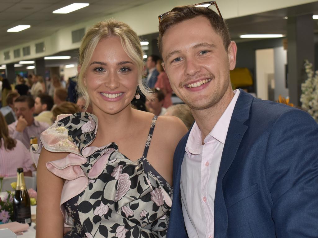 Nicky Crow and Riley Steffen at The Archer race meeting at Callaghan Park, Rockhampton, on May 7, 2022.