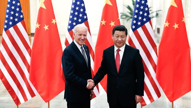 Xi Jinping meets the then vice-president Joe Biden at the Great Hall of the People on December 4, 2013 in Beijing. Picture: Getty Images