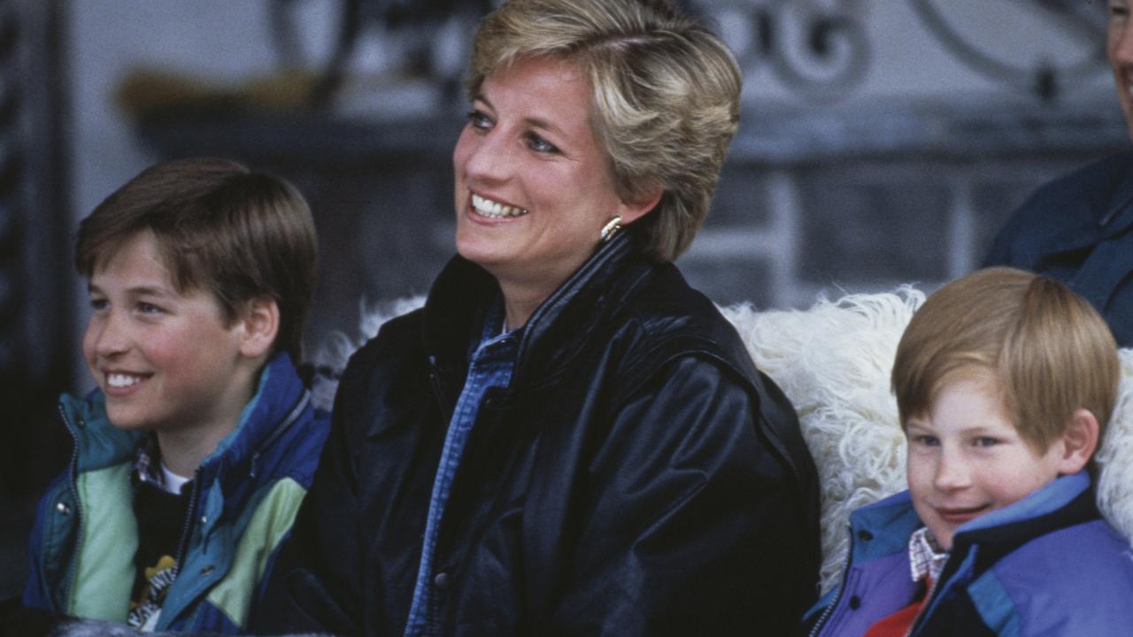 Princess Diana with her sons Prince William and Prince Harry on a skiing holiday in Lech, Austria on March 30, 1993. Picture: Jayne Fincher/Princess Diana Archive/Getty Images