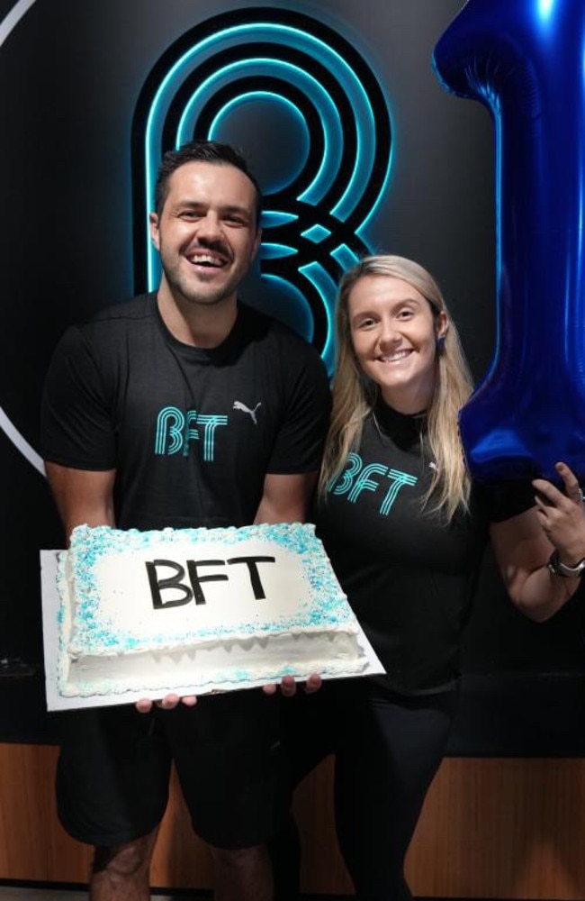 Owner Aryan Taefi and trainer Steph at BFT's first birthday party