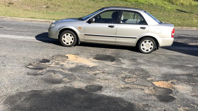 Some of the traffic and road dints on Hillcrest near Maclean, which has been closed to through traffic after Maclean interchange.