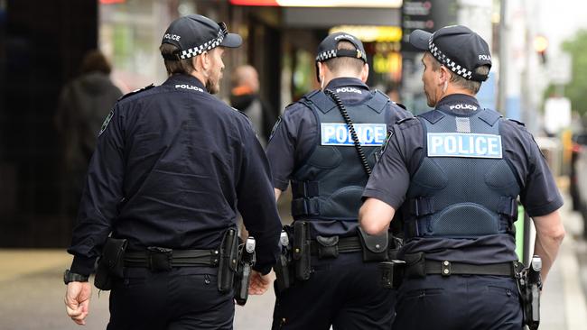 SA Police officers in Adelaide. Picture: Bianca De Marchi