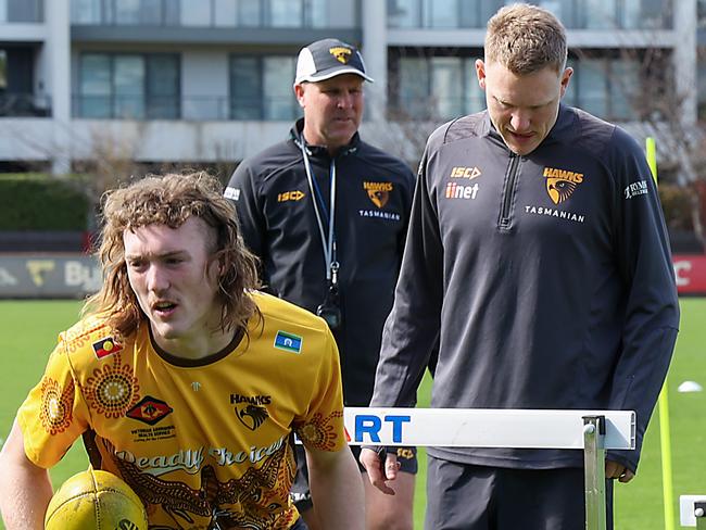 Hawthorn FC training ahead of their knock out semi final match against Port Adelaide next Friday night in Adelaide. Picture: Ian Currie