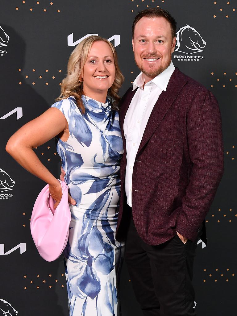 Allie and Adam Walsh at the Broncos’ 2025 season launch at The Star Brisbane. Picture: John Gass