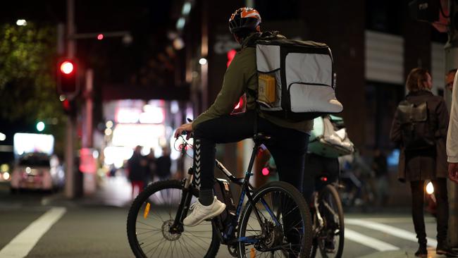 A food delivery rider in Sydney. Picture: Christian Gilles