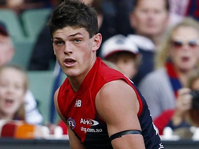 AFL Round 1 Melbourne v Gold Coast Suns at the MCG. Angus Brayshaw 3rd qtr. Pic: Michael Klein