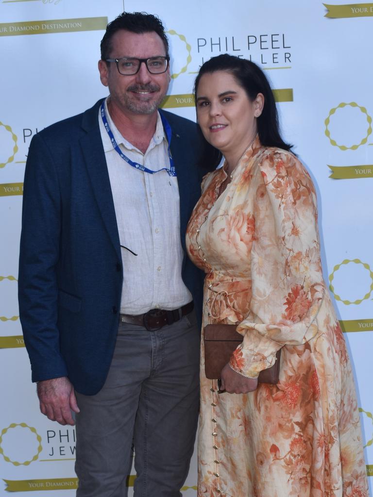 Paul Hannay and Marissa Whittington at the Rockhampton Cup race meeting at Callaghan Park on July 13, 2024.