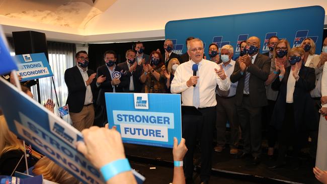 Prime Minister Scott Morrison with the Western Australia Liberal Party candidates. Picture: Jason Edwards