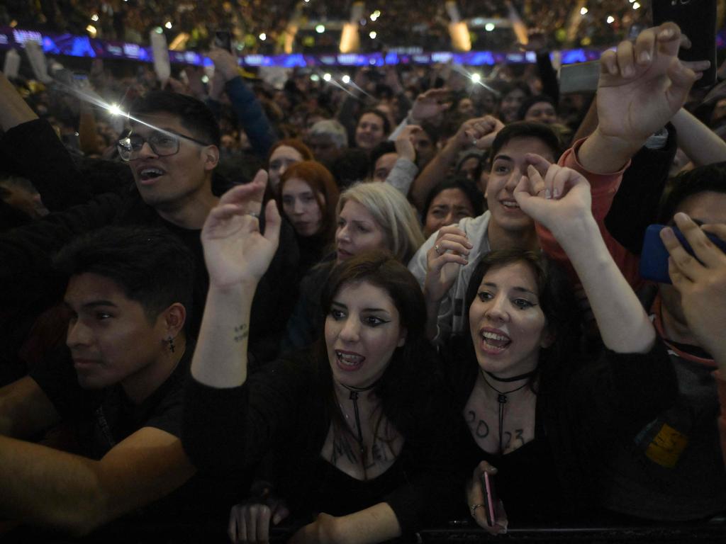 Supporters of Javier Milei cheer during the closing of his campaign. Picture: Luis Robayo/AFP